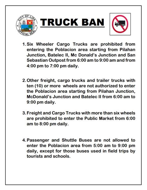 truck ban lipa city 2024